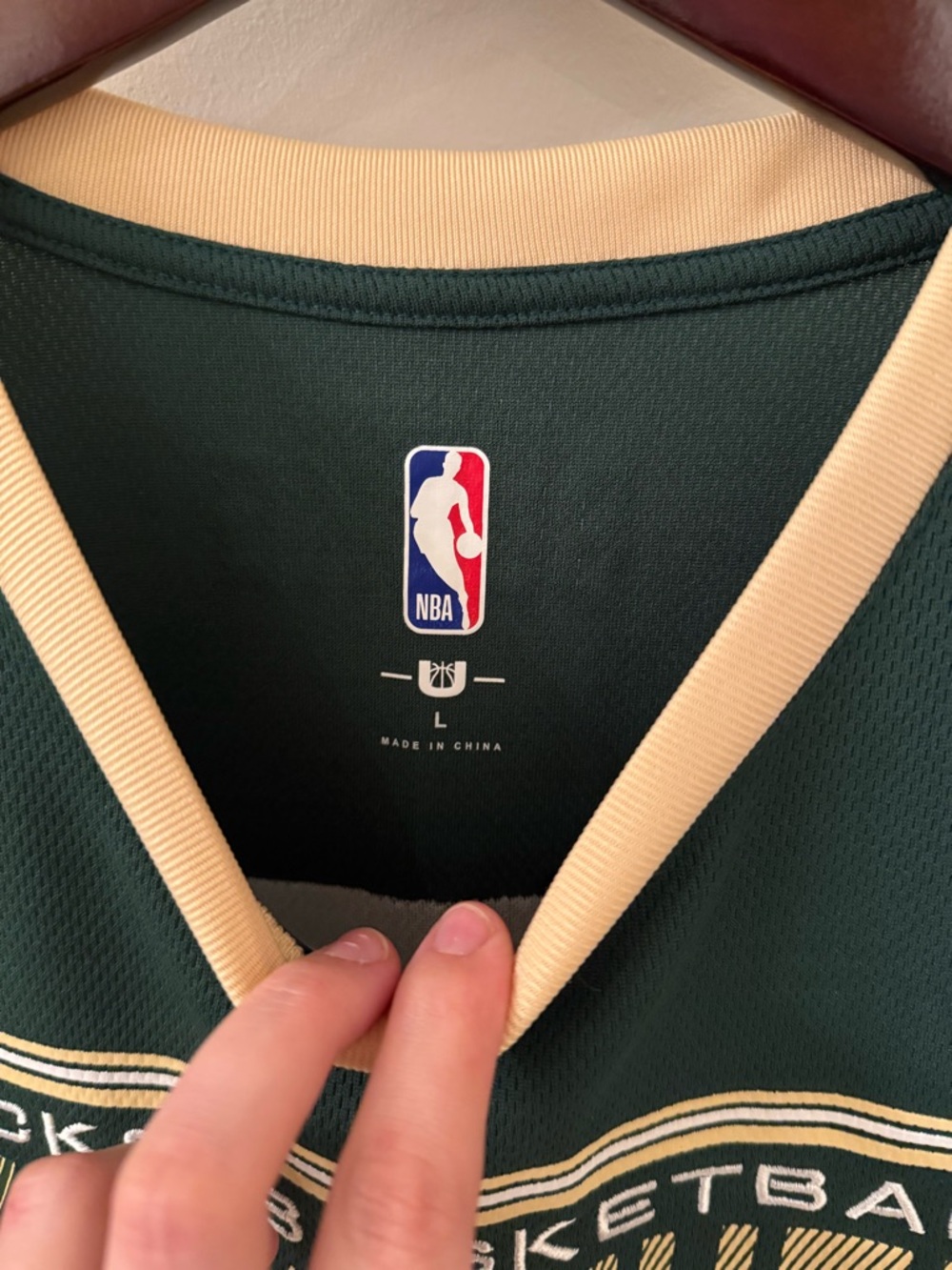NBA Milwaukee Bucks Green and Cream Basketball Jersey - Picture 3 of 5